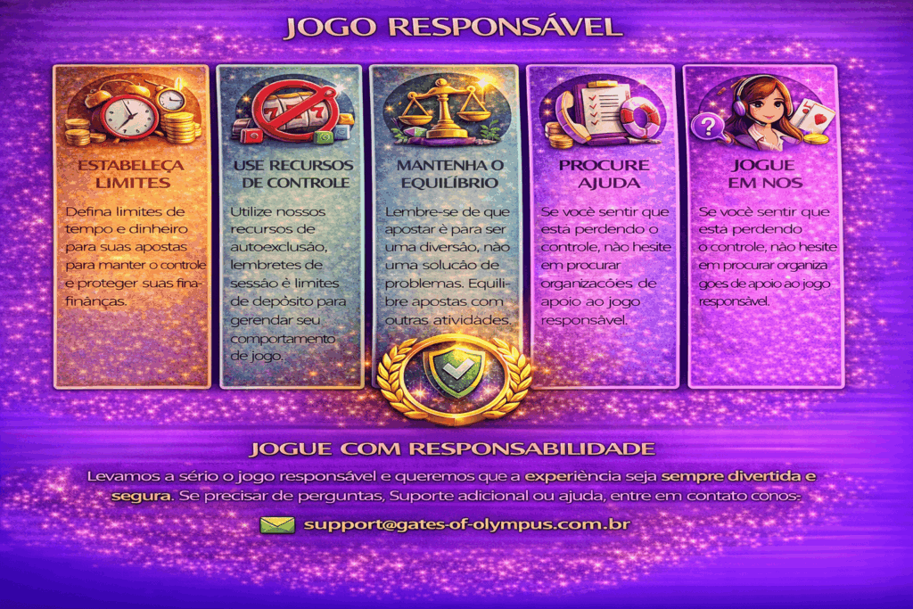 Jogo responsavel estabeleca limites use recursos de controle mantenha o equilibrio procure ajuda suporte disponivel